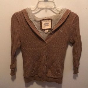 Hooded knit cardigan